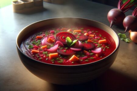 طرز تهیه سوپ چغندر قرمز با مرغ و سبزیجات