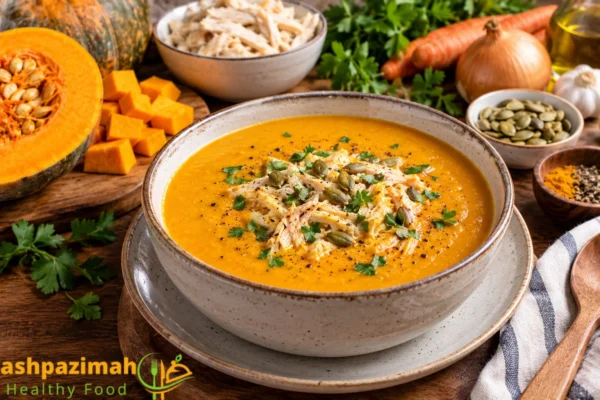 طرز تهیه سوپ کدو حلوایی با مرغ؛ خوشمزه، مقوی و آسان